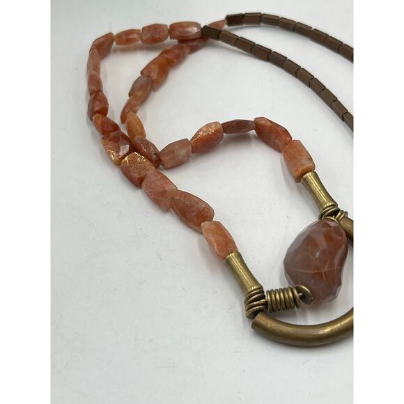 David Aubrey Anthropologie Carnelian Sunstone Gem Brass
Necklace Handcrafted - Picture 6 of 12